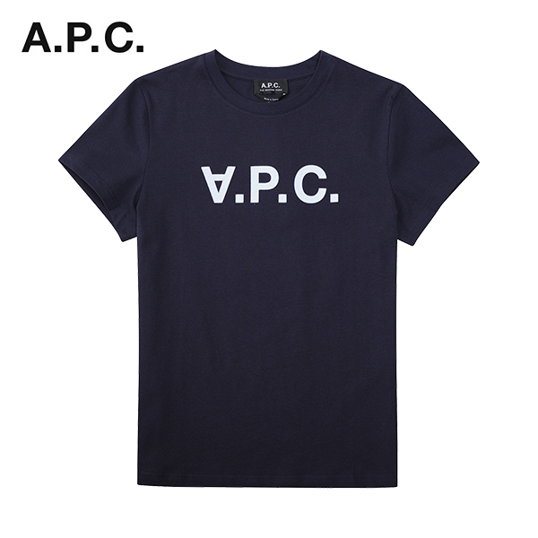 [아페쎄 APC] COBQX F26944 IAK DARK NAVY / VPC 로고 컬러 티셔츠 여성 코튼 반팔티 네이비 타임메카